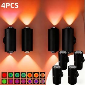 Motion Sensor Night Light Wall Lamp With USB Type-C Charging Ultra Long Battery Life Magnetic Mount Colorful Neon Colors Change For Bedroom Bathroom 2 (Option: Black4PCS)