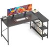 L-shaped Office Desk, 39-55inch Computer Desk, Writing Work Desk With Reversible Storage Rack