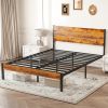 Metal Platform Bed Frame - Mattress Foundation With Headboard And And Footboard, No Box Spring Needed With 800LBS Sturdy Wooden Slats Support
