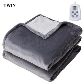 Edx Electric Heated Blanket, Dual Zone Control, 10 Heat Settings, Auto-Off, Flannel Sherpa Fabric (Option: FULL)