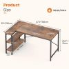 L-shaped Office Desk, 39-55inch Computer Desk, Writing Work Desk With Reversible Storage Rack