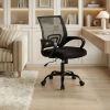 Ergonomic Office Desk Gaming Chair Mid Back With Lumbar Support Rocking Mode Height Adjustable With Fixed Armrest For Office