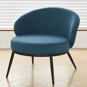 Round Velvet Accent Chair, Mid-Century Modern Upholstered Armchair With Metal Legs, Comfy Barrel Side Chair For Living Room Bedroom (Option: Blue)
