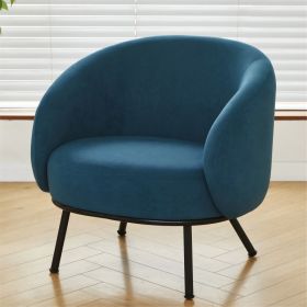 Mid-Century Modern Velvet Accent Chair, Upholstered Barrel Armchair With Metal Legs, Comfy Single Sofa Chair For Living Room Bedroom (Option: Antique blue green)