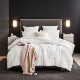 All Season White Oversized Solid Plump Duvet, Premium Hotel, Bedroom And Guesthouse Comforter. This Extra Warm Thick Winter Quilt Transitions Seamless (Option: White-K)
