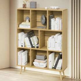 Wooden Cubic Bookshelf, Three-layer Open Cabinet With Legs, Made Of Natural Wood (Option: Wood Color)