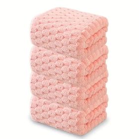 Waffle Ultra-soft Bath Towel 4/1pc, Super Absorbent And Quick-drying Adult Ultra-fine Fiber Towel, Quick-drying Textured Towel, Soft Spa And Fitness T (Option: 4pcspink)