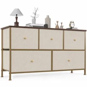 Fabric Dresser For Bedroom, Chest Of Drawers Organizer Storage Cabinet For Closet And Entryway (Option: Khaki5BC)