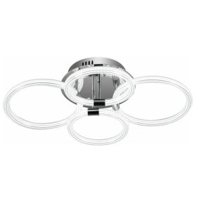 Modern LED Ceiling Light, Flush Mount Ceiling Light With Dimmable Remote Control, 6Rings Acrylic Ceiling Light Fixture For Bedroom, Living Room, Kitch (Option: Chrome Plateing)