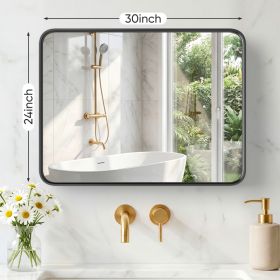 Wall Mirror With Rectangular Metal Frame (Option: Black2430)