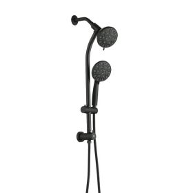 No-Tool Installation 5 Inch Rain Shower & 7-Spray Handheld Combo With 26  Adjustable Slide Bar, Dual Flow 1.8GPM WaterSense (Option: Black)