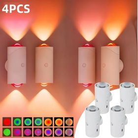 Motion Sensor Night Light Wall Lamp With USB Type-C Charging Ultra Long Battery Life Magnetic Mount Colorful Neon Colors Change For Bedroom Bathroom 2 (Option: White4PCS)