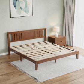 Solid Wooden Bed Frame With Headboard, Sturdy Wooden Crossbars For Support, Heavy Pine Bedroom Bed Frame (Option: KING)