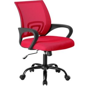 Office Desks And Chairs - Ergonomic Middle Back, Waist Support And Swing Mode, Adjustable Height, Fixed Armrests (Option: Red)