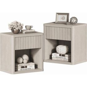 Bedside Cabinet With Drawers And Open Shelves, Side Table With Rounded Corners (Option: 2P)