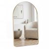 Arched Wall Mirror For Bathroom Over Sink, Arched Rounded Rectangle, Modern Vanity Mirror With Matte Metal Deep Frame, For Home Decor, Living Room
