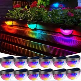 12/6 Solar Fence Lights, Solar Platform Lights, Solar Wall Lights, Rechargeable Solar Cells, Suitable For Front Porches, Security Lights, Wall Install (Option: Colorful-12PCS)