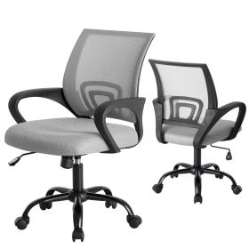 Office Desk And Chair - Equipped With Waist Support And Swivel Mode, Adjustable In Height, With Fixed Armrests, 360  Rotatable, 2 Sets (Option: Grey)