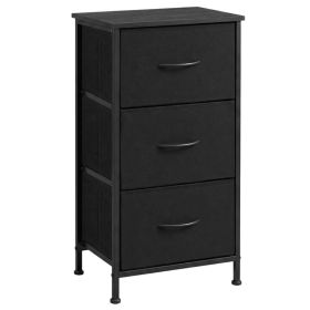 3-Tier Fabric Drawer Dresser, Removable Storage Cabinet, For Bedroom, Living Room, Entryway (Option: Black)