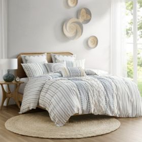 Full Queen Cotton Printed Duvet Cover Set With Chenille (Option: Multicolor)