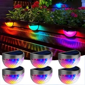 12/6 Solar Fence Lights, Solar Platform Lights, Solar Wall Lights, Rechargeable Solar Cells, Suitable For Front Porches, Security Lights, Wall Install (Option: Colorful-6PCS)