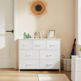 Tall Dresser Fabric Storage Tower ,Wooden Top For Kid Room, Closet, Entryway, Nursery (Option: White)