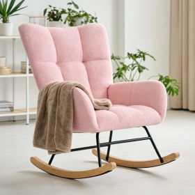 Swing Chair, Made Of Teddy Fabric, Equipped With A High Backrest And A Seat With A Cushion. (Option: Pink)