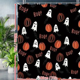 1PCS Halloween Cartoon Pumpkin Flower Print Shower Curtains Set, Waterproof Shower Curtain With Hooks, Bathroom Decor, Shower Curtain Sets For Bathroo (Option: 180x180)