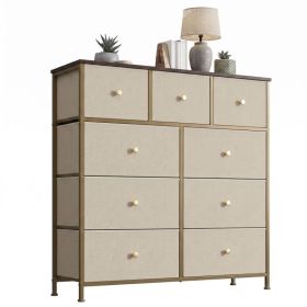 Fabric Dresser For Bedroom, Chest Of Drawers Organizer Storage Cabinet For Closet And Entryway (Option: Khaki9BC)
