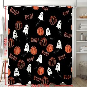 1PCS Halloween Cartoon Pumpkin Flower Print Shower Curtains Set, Waterproof Shower Curtain With Hooks, Bathroom Decor, Shower Curtain Sets For Bathroo (Option: 180x200)