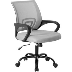 Office Desks And Chairs - Ergonomic Middle Back, Waist Support And Swing Mode, Adjustable Height, Fixed Armrests (Option: Grey)