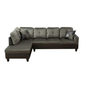 Taupe Flannel And PVC 3-Piece Couch Living Room Sofa Set (Option: F102A C.S)