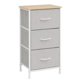 3-Tier Fabric Drawer Dresser, Removable Storage Cabinet, For Bedroom, Living Room, Entryway (Option: Light gray)