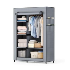 Portable Wardrobe With A Lid, A Portable Wardrobe For Storing Clothes (Option: Grey)