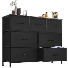 Tall Dresser Fabric Storage Tower ,Wooden Top For Kid Room, Closet, Entryway, Nursery (Option: Black)
