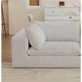 Cloud Sofa,Corduroy Fabric,Deep Seat Couches,Double-layer Design,Removable  Cushion,No Assembly, DIY Combination For Living Room, Bedroom,Conference R (Option: White)