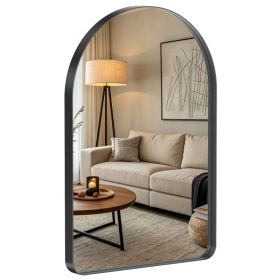 Arched Wall Mirror For Bathroom Over Sink, Arched Rounded Rectangle, Modern Vanity Mirror With Matte Metal Deep Frame, For Home Decor, Living Room (Option: Black  2030)