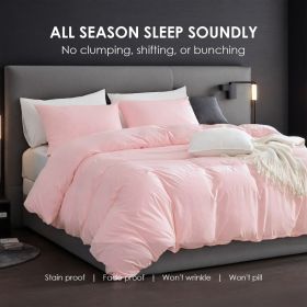 Solid Color Oversized Duvet Cover Set. Available In White And Pink.  Premium Microfiber Fabric With Hotel-grade Minimalist Design. Versatile For Bedro (Option: Pink-K)