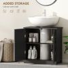 Bathroom Sink Cabinet, Pedestal Sink Cabinet With Adjustable Shelf, Black