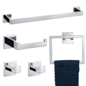 5 Pieces Bathroom Hardware Accessories Set Towel Bar Set Wall Mounted,Stainless Steel (Option: Chrome)