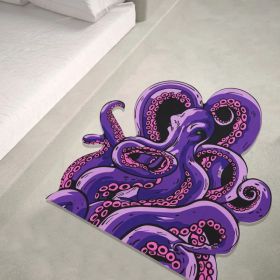 Octopus Bathroom Rug Non-Slip Mat -, Microfiber Absorbent Octopus Rug Non-Slip Backing, Unique Gift And Holiday Decor Rug For Tabletop Role Playing Ga (Option: purpleA)