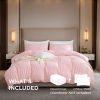 White & Pink Oversized Duvet Cover Set Includes 1 Duvet Cover & 2 Pillowcases. Premium Breathable Fabric, Hotel-grade Minimalist Design. Versatile For