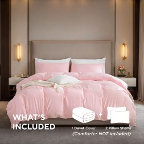White & Pink Oversized Duvet Cover Set Includes 1 Duvet Cover & 2 Pillowcases. Premium Breathable Fabric, Hotel-grade Minimalist Design. Versatile For (Option: Pink-K)