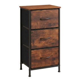 3-Tier Fabric Drawer Dresser, Removable Storage Cabinet, For Bedroom, Living Room, Entryway (Option: Rustic Brown)