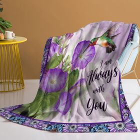 1pc Purple Morning Glory Hummingbird Print Flannel Blanket, Comfortable And Warm Home Throw For Bed, Sofa, Camping, And Multi-Scene Use With Seasonal (Option: 150x200cm-Purple)