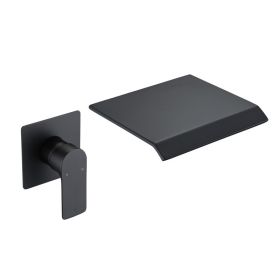 Wall Mount Bathtub Faucet Matte Black Single Handle Modern Bathroom Sink Faucet With Rough In Valve High Flow Filler Waterfall Tub Spout (Option: Matte Black)