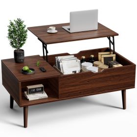 Lift Tabletop Coffee Tables For Living Room With Storage Shelf And Hidden Compartment (Option: Grey)