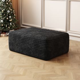 Sofa Ottoman ,No Assembly Required,Black Plush Corduroy Fabric (Option: Black)