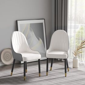 Modern PU Sponge-filled Dining Chair, Solid Wood Metal Legs, Suitable For Restaurants, Living Rooms And Rooms- Set Of 2 (Option: White gray)