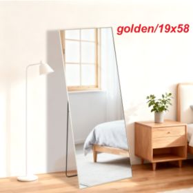Rectangle Full Length Mirror, Full Body Standing Mirror Floor Mirrors (Option: Golden19x58)